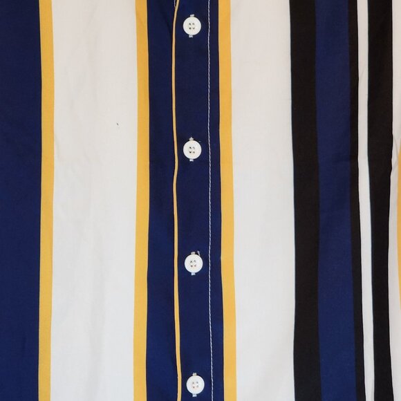 Men's Button Down Shirt Short Sleeve Striped Multicolor Size Medium - Picture 5 of 14